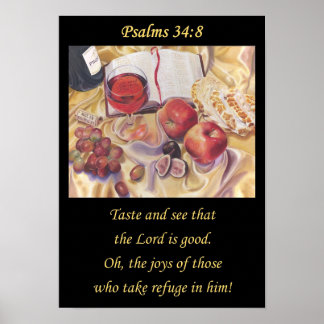Psalm 34:8. Taste and See. Christian art poster