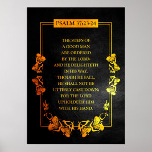 Psalm 37:23-24 Bible Verse Poster