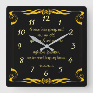 Psalm 37:25  square wall clock