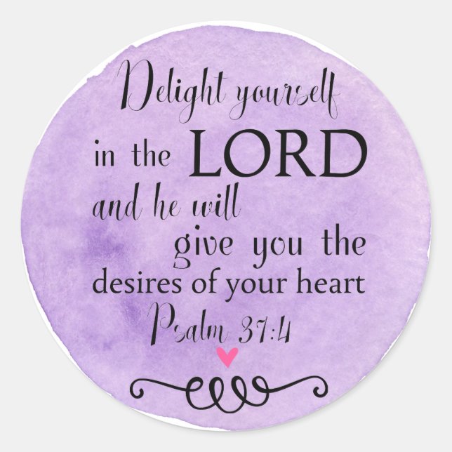 Psalm 37:4 Bible Christian Stickers Lavender (Front)