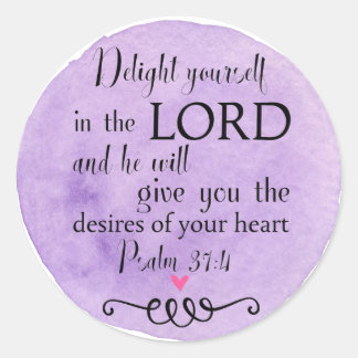 Psalm 37:4 Bible Christian Stickers Lavender