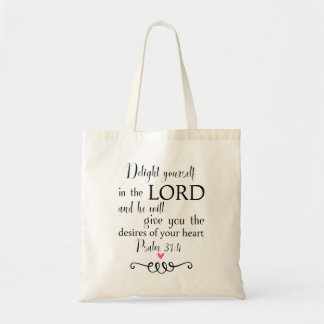Psalm 37:4 Bible Verse Christian Faith Tote Bag