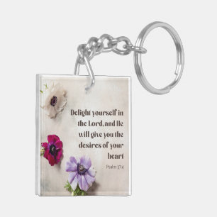 Psalm 37:4 Delight in the Lord, bible verse  Key Ring