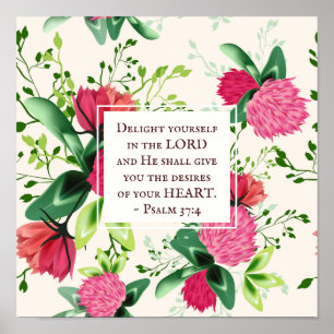 Psalm 37:4 Delight yourself in the Lord Clover Poster