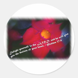 Psalm 37:4 on White Classic Round Sticker
