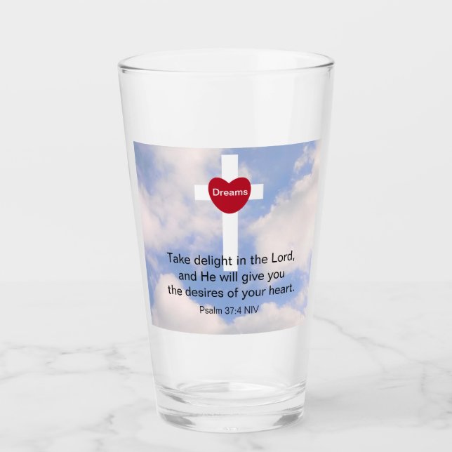 Psalm 37:4 Take Delight in the Lord Dreams Cross Glass (Front)