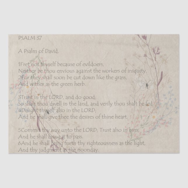 Psalm 37 Inspirational Wildflower Tissue Paper (Front)