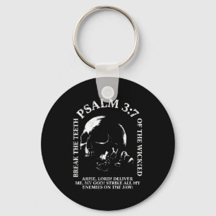 Psalm 3_7 vintage skull christian religious bible key ring