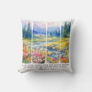 Psalm 42:1 As the Deer Nature Brushstrokes Cushion
