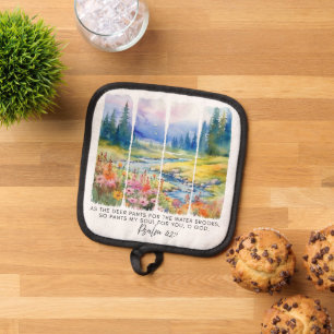Psalm 42:1 As the Deer Nature Brushstrokes Pot Holder