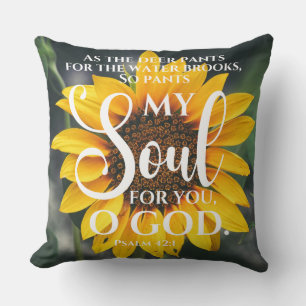 Psalm 42:1 As the Deer Pants Sunflower Christian Cushion