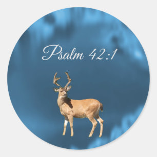 Psalm 42:1 Deer Scripture Round Sticker