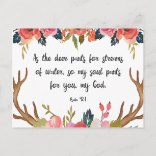 Psalm 42:1, Floral Antlers Bible Verse Postcard
