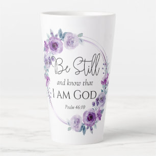 Psalm 46:10 Be Still and Know Bible Purple Floral Latte Mug