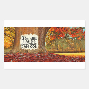 Psalm 46:10 Be Still and Know I Am God Autumn Rectangular Sticker
