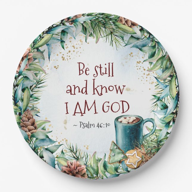 Psalm 46:10 Be still and know I am God Christmas Paper Plate (Front)