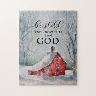 Psalm 46:10 Be Still and Know I Am GOD Winter Snow Jigsaw Puzzle