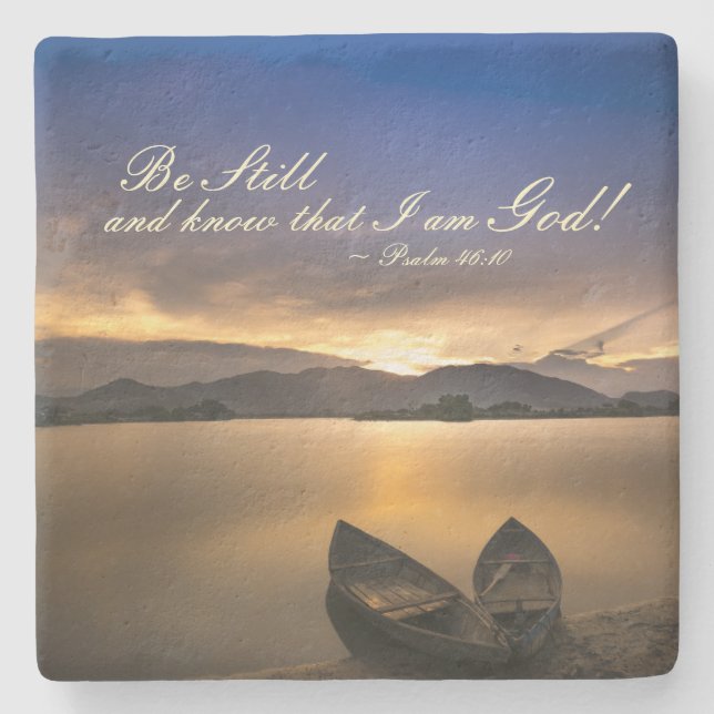 Psalm 46:10 Be Still and Know that I Am God Bible Stone Coaster (Front)