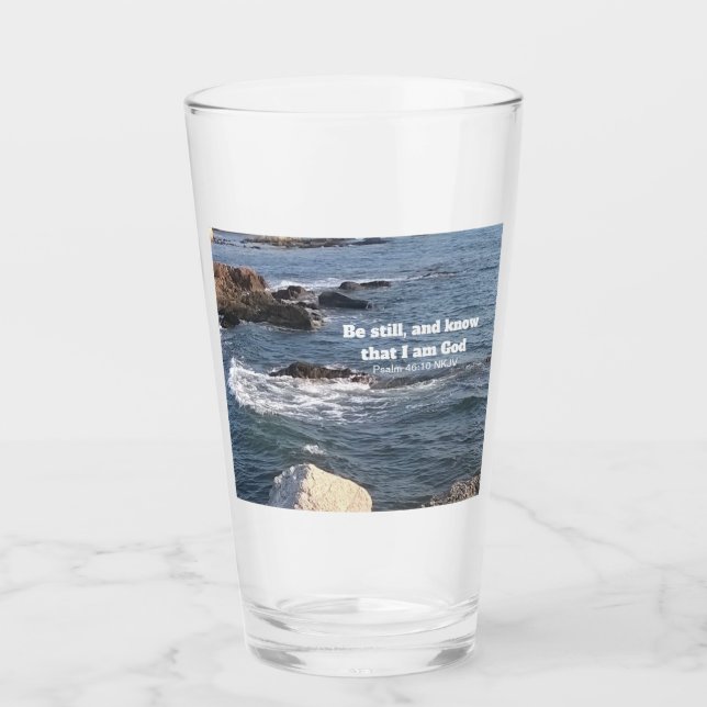 Psalm 46:10 Be Still Photo of Ocean Christian Glass (Front)