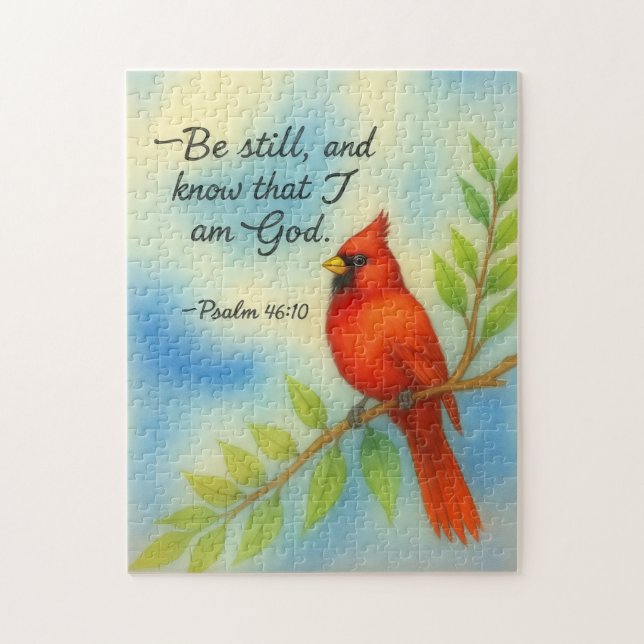 Psalm 46:10 Be Still Red Cardinal Scripture Nature Jigsaw Puzzle (Vertical)