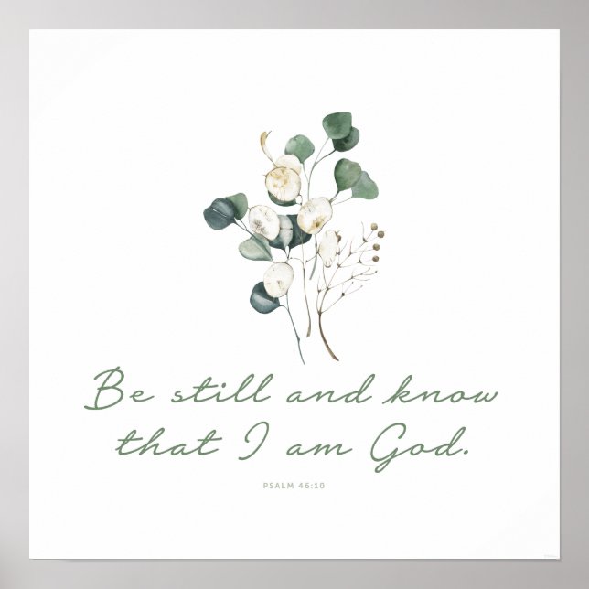 Psalm 46:10, Bible Verse Print, Be Still Poster (Front)