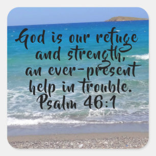 Psalm 46:1 Beach Custom Bible Verse Square Sticker