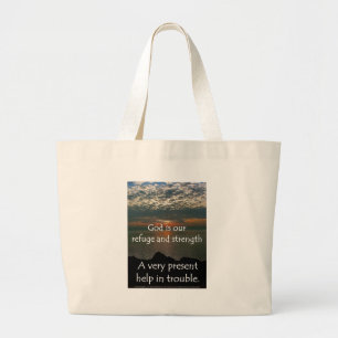 Psalm 46:1 - Beautiful Sunrise over Lake Michigan Large Tote Bag