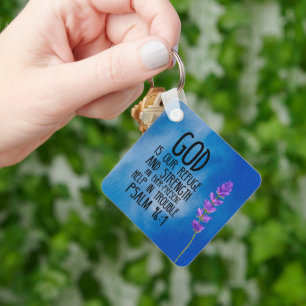 Psalm 46:1 Christian Bible Verse Art Key Ring
