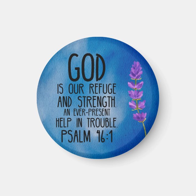 Psalm 46:1 Christian Bible Verse Art Magnet (Front)
