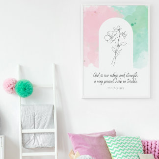 Psalm 46:1 Encased Flower Wall Art Poster 