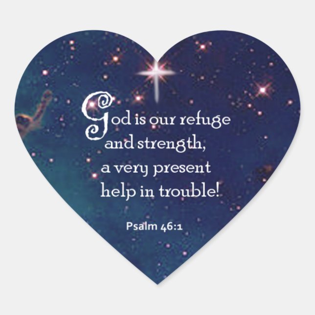 Psalm 46:1 heart sticker (Front)