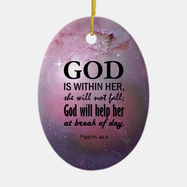Psalm 46:5 ceramic tree decoration (Front)