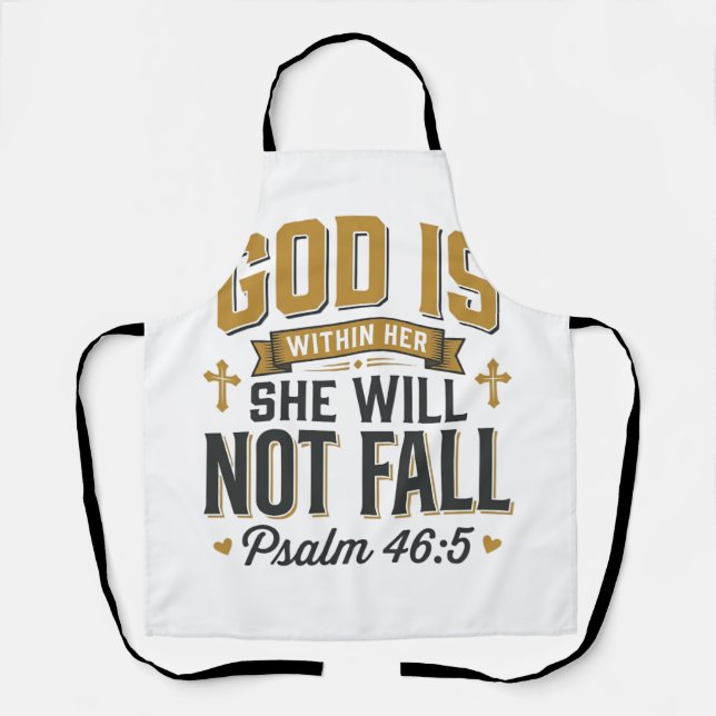 Psalm 46_5 Christian Typography Vector Apron (Front)