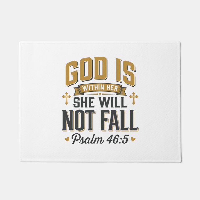 Psalm 46_5 Christian Typography Vector Doormat (Front)