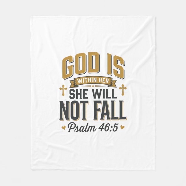 Psalm 46_5 Christian Typography Vector Fleece Blanket (Front)