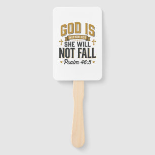 Psalm 46_5 Christian Typography Vector Hand Fan