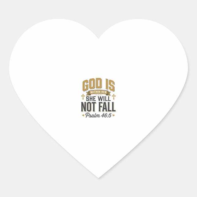 Psalm 46_5 Christian Typography Vector Heart Sticker (Front)