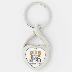 Psalm 46_5 Christian Typography Vector Key Ring