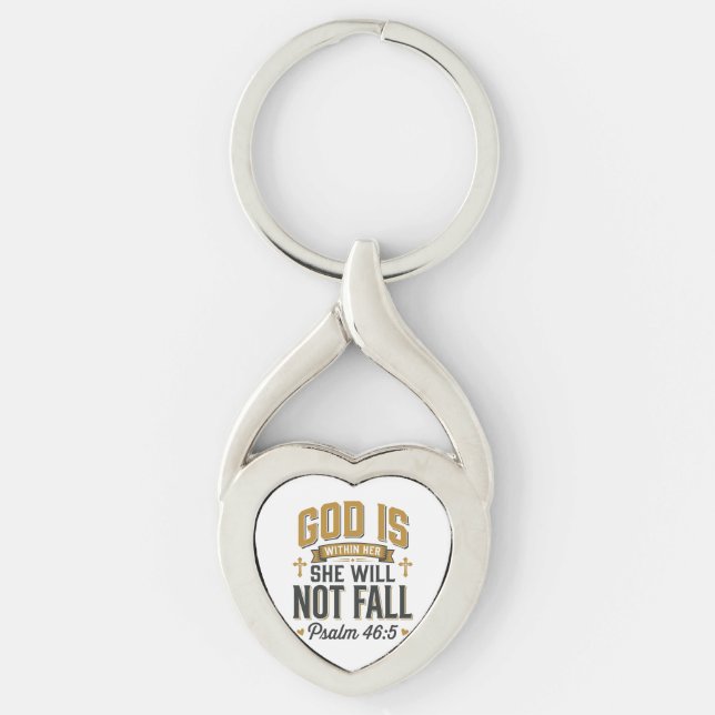 Psalm 46_5 Christian Typography Vector Key Ring (Front)