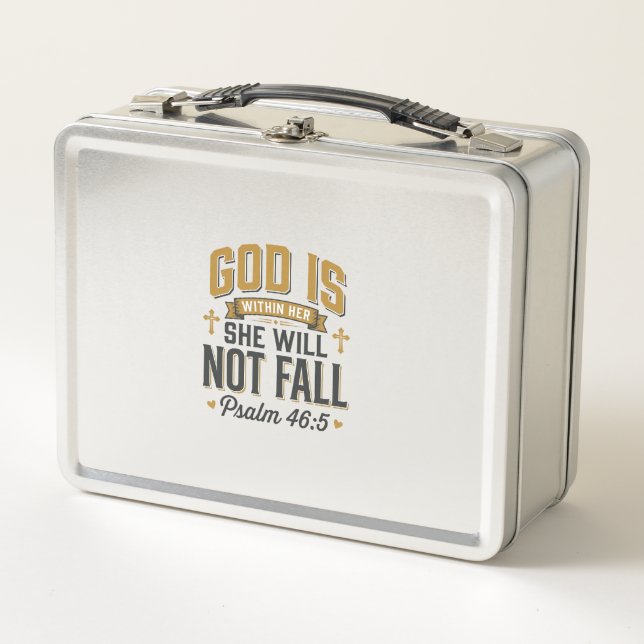 Psalm 46_5 Christian Typography Vector Metal Lunch Box (Front)