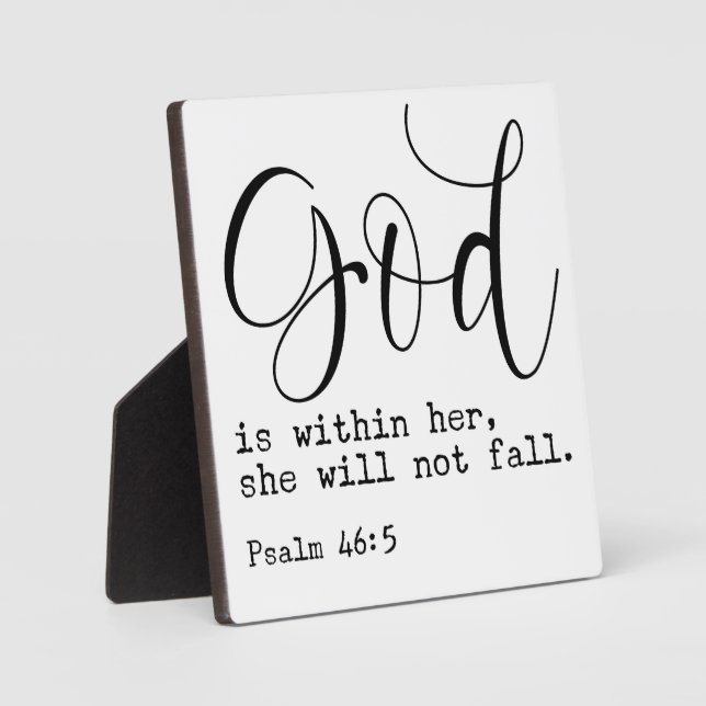 Psalm 46:5 God is within her Bible Scripture Sign Plaque (Front)