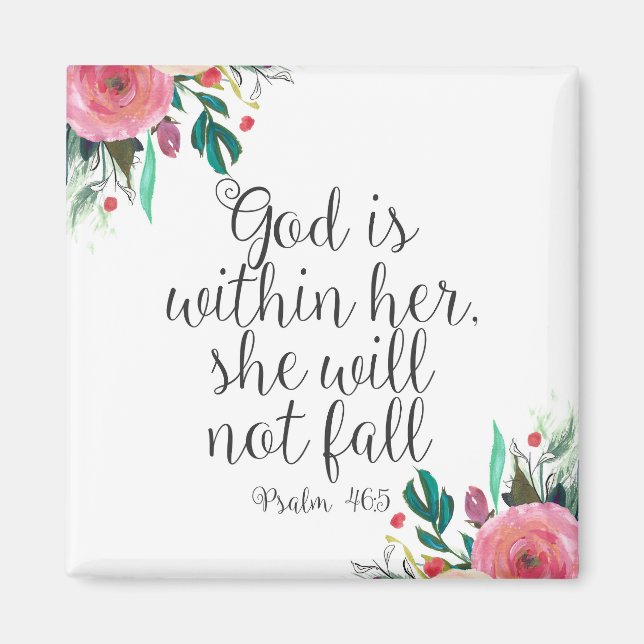 Psalm 46:5 God is within her, Girl Bible Scripture Magnet (Front)