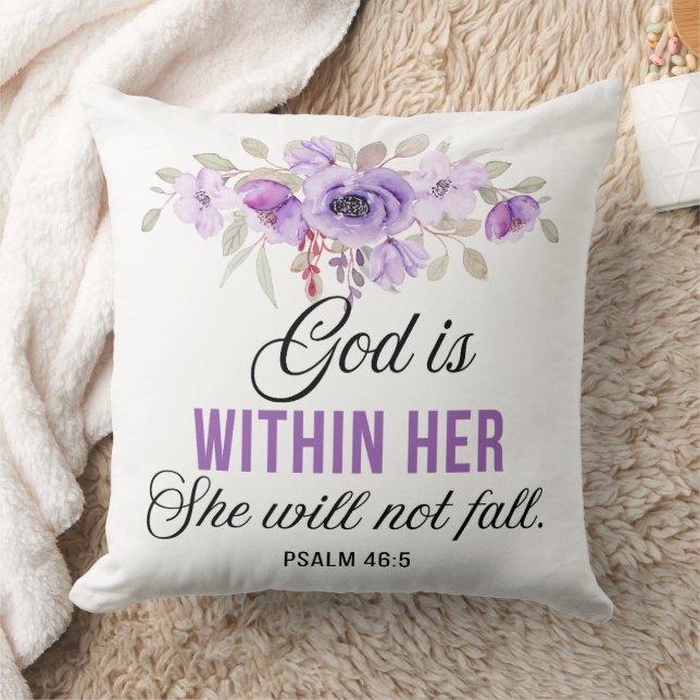 Psalm 46:5 God is within her Scripture Flower Cushion (Blanket)