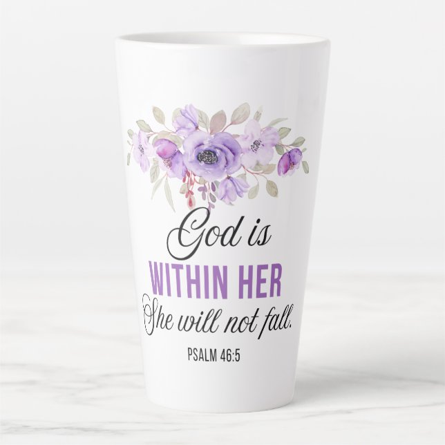 Psalm 46:5 God is within her Scripture Flower Latte Mug (Front)