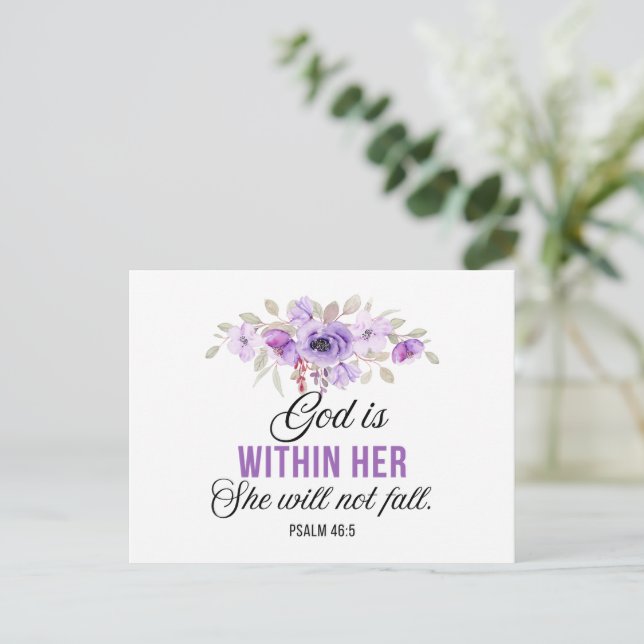 Psalm 46:5 God is within her Scripture Flower Postcard (Standing Front)