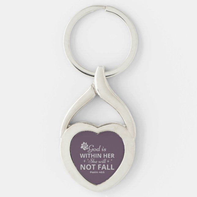 Psalm 46:6 Mother's Day Bible Verse Metal Keychain (Front)