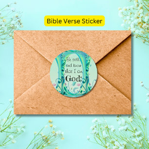 Psalm 46 Be Still Pink Floral Classic Round Sticker