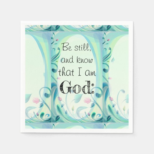 Psalm 46 Be Still Pink Floral Napkin (Front)