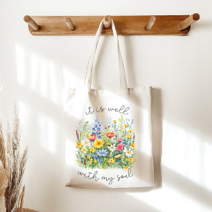 Psalm 46 Bible Christian Wildflower Tote Bag