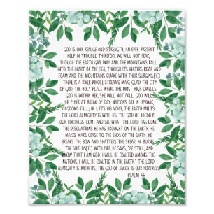Psalm 46 watercolor bible verse wall art